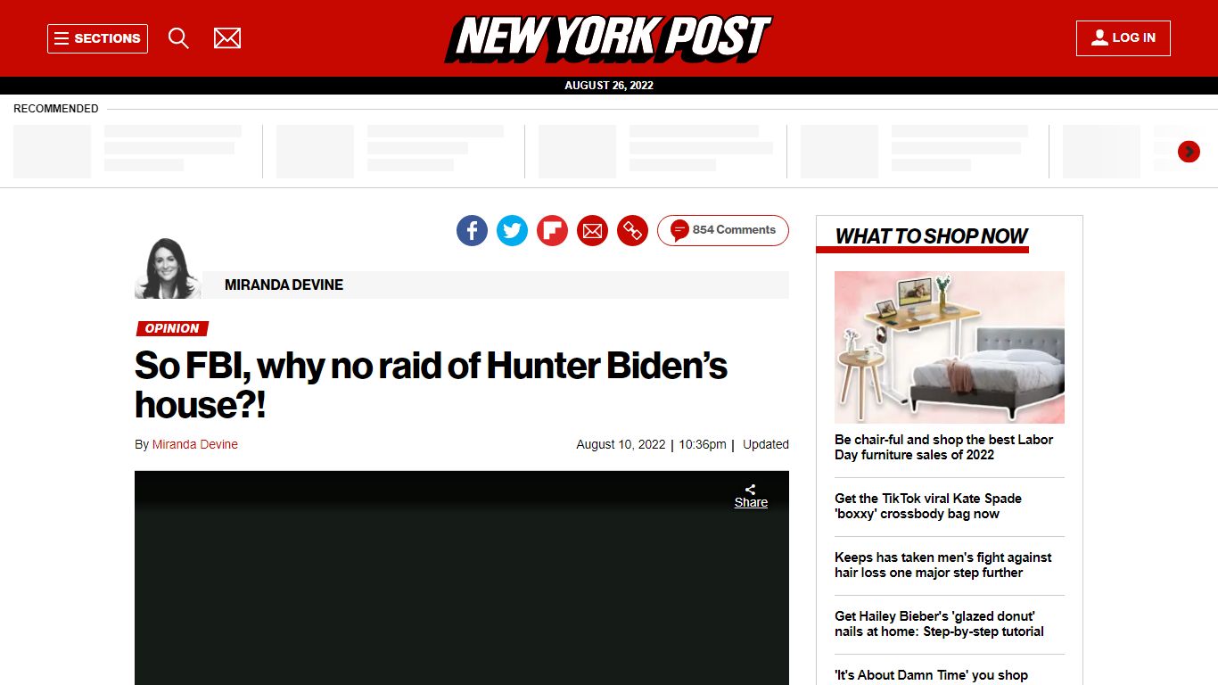 So FBI, why no raid of Hunter Biden's house?! - nypost.com