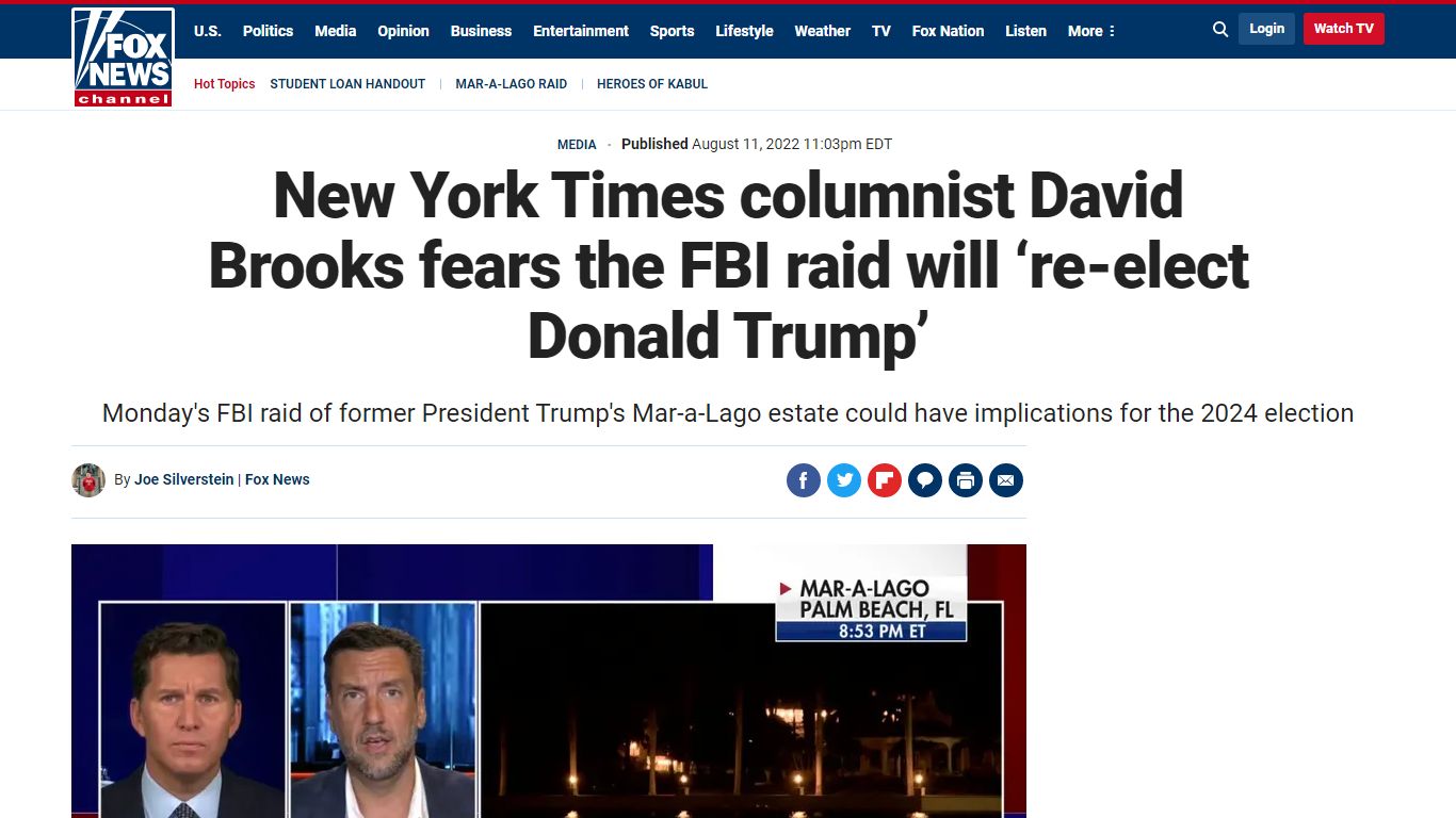 New York Times columnist David Brooks fears the FBI raid will ‘re-elect ...